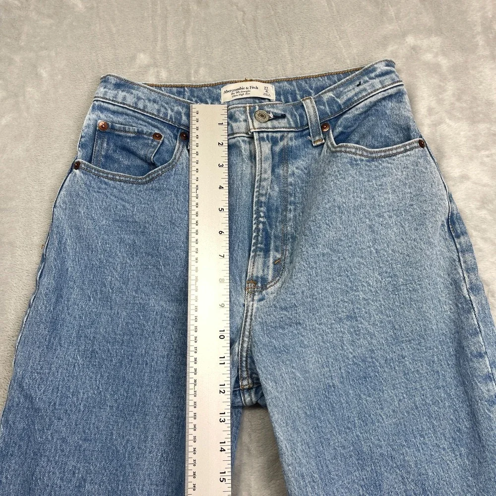 Abercrombie & Fitch Curve Love Jeans Womens 4/27 Blue Ultra High Rise Straight - Picture 4 of 9